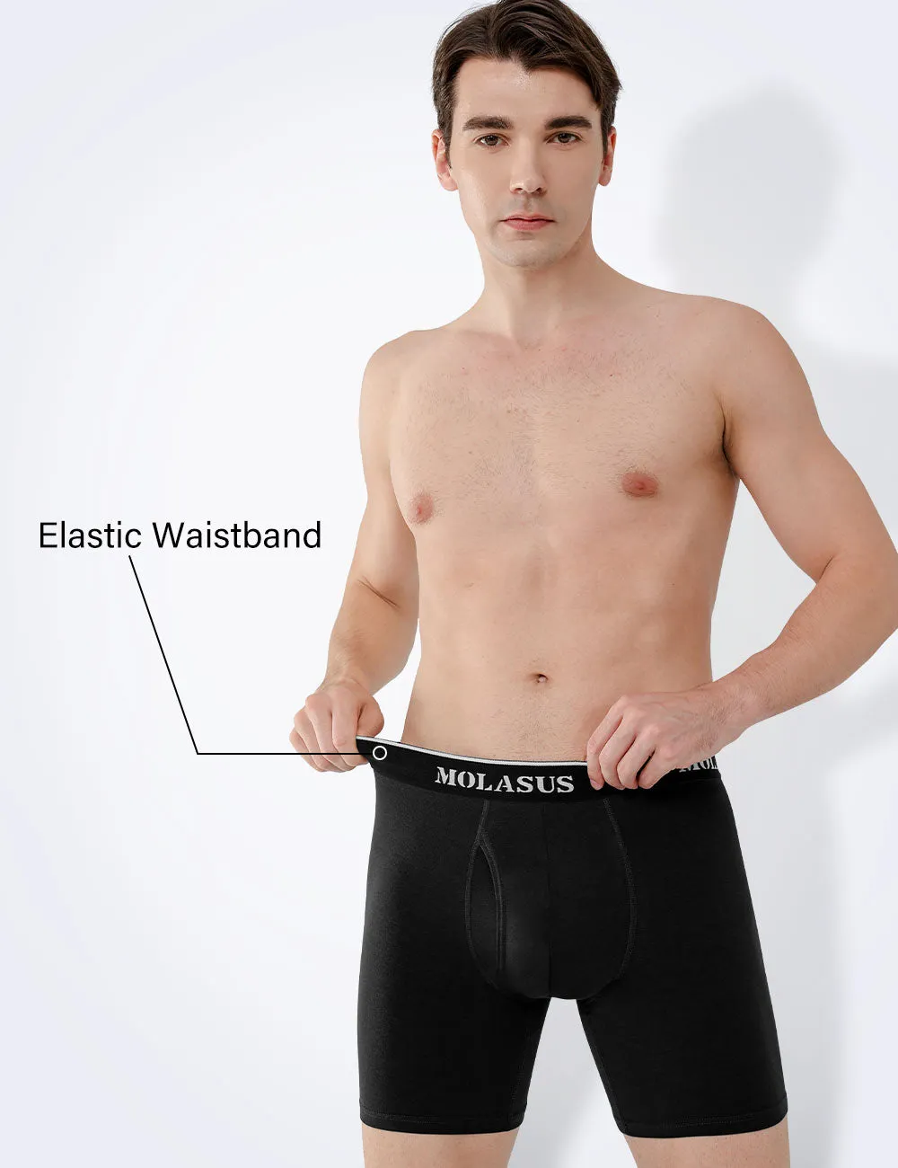 Molasus Mens Boxer Briefs Soft Cotton Underwear Open Fly Tagless Underpants Pack of 7
