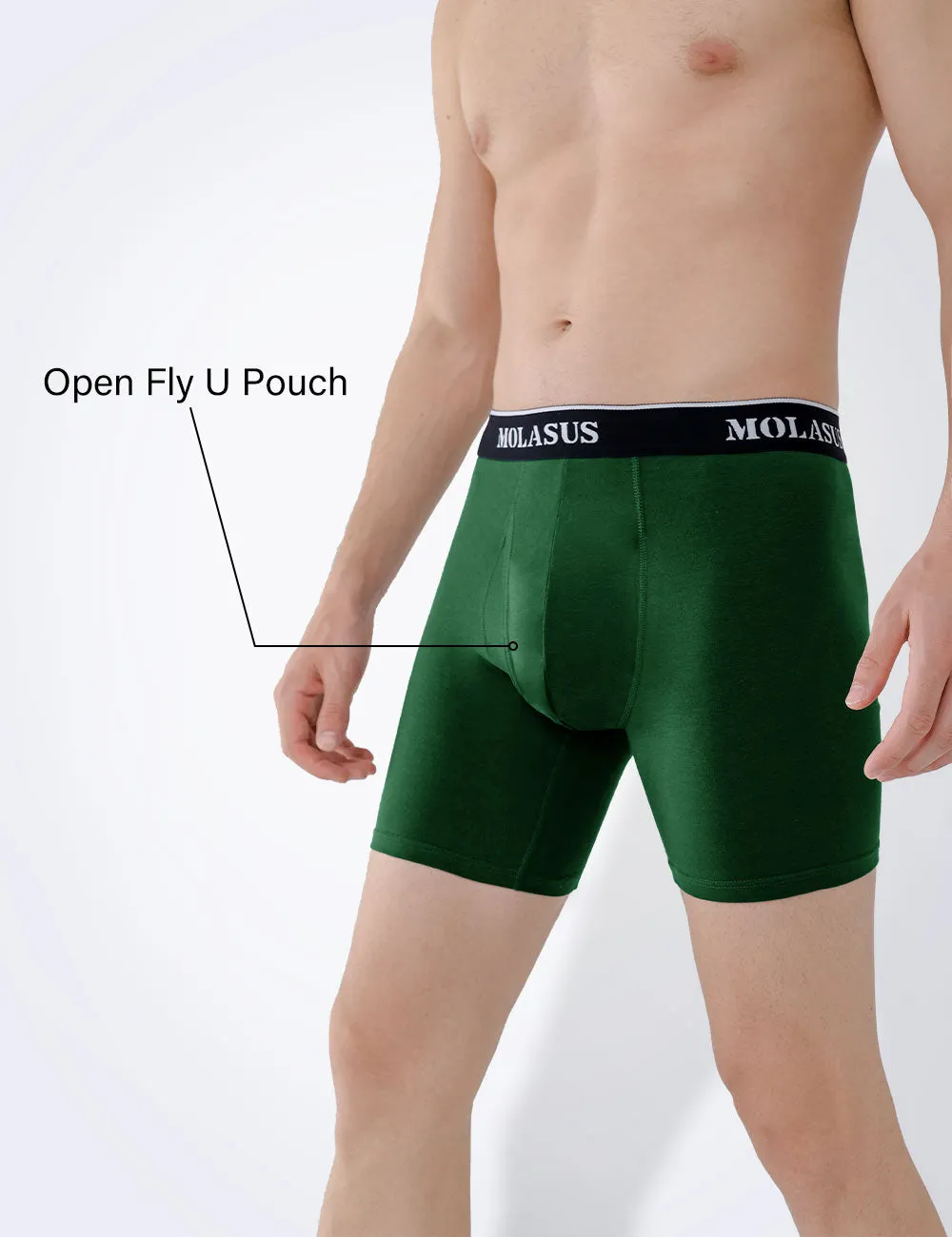 Molasus Mens Boxer Briefs Soft Cotton Underwear Open Fly Tagless Underpants Pack of 7