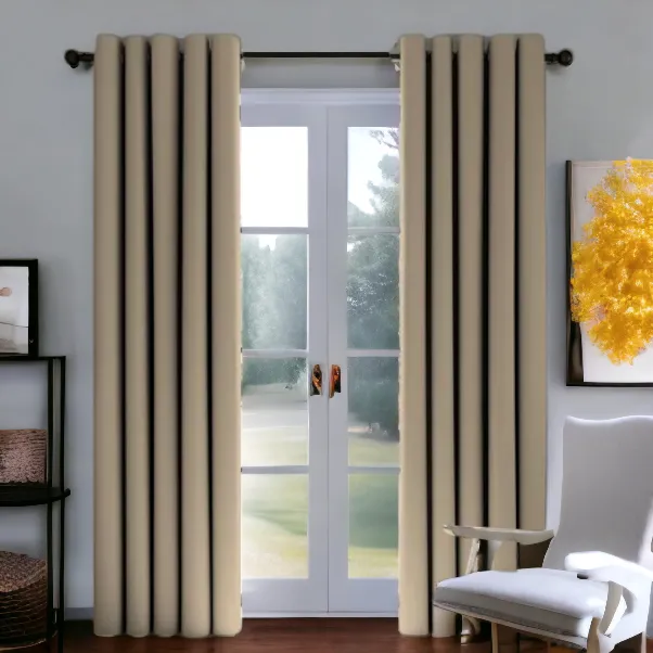 Natural Blackout Eyelet Curtains