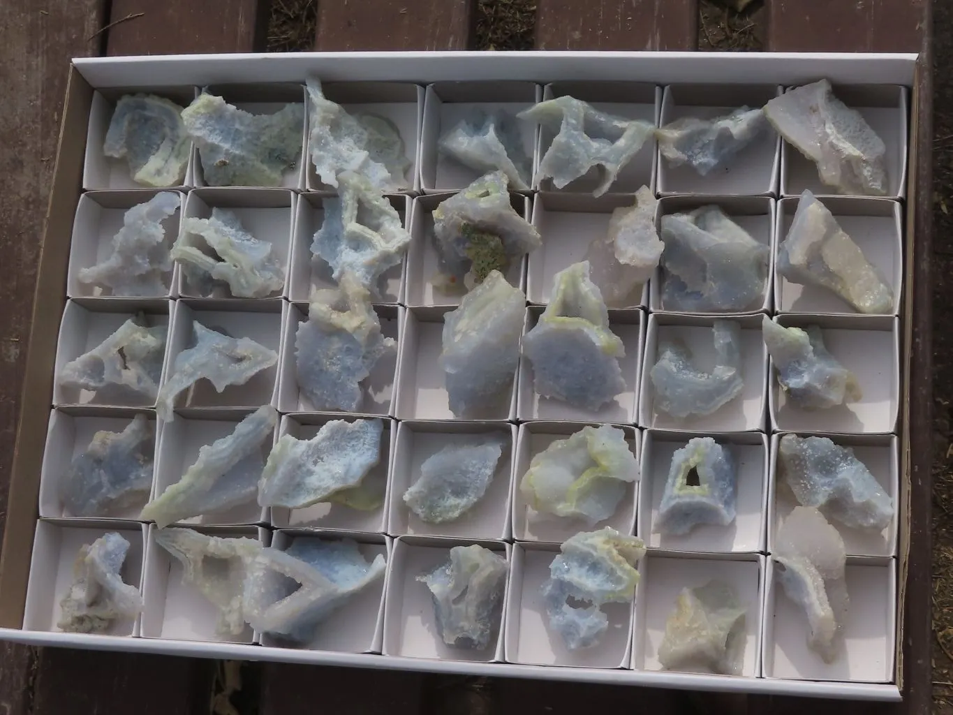Natural Etched Blue Chalcedony Specimens x 35 From Nsanje, Malawi