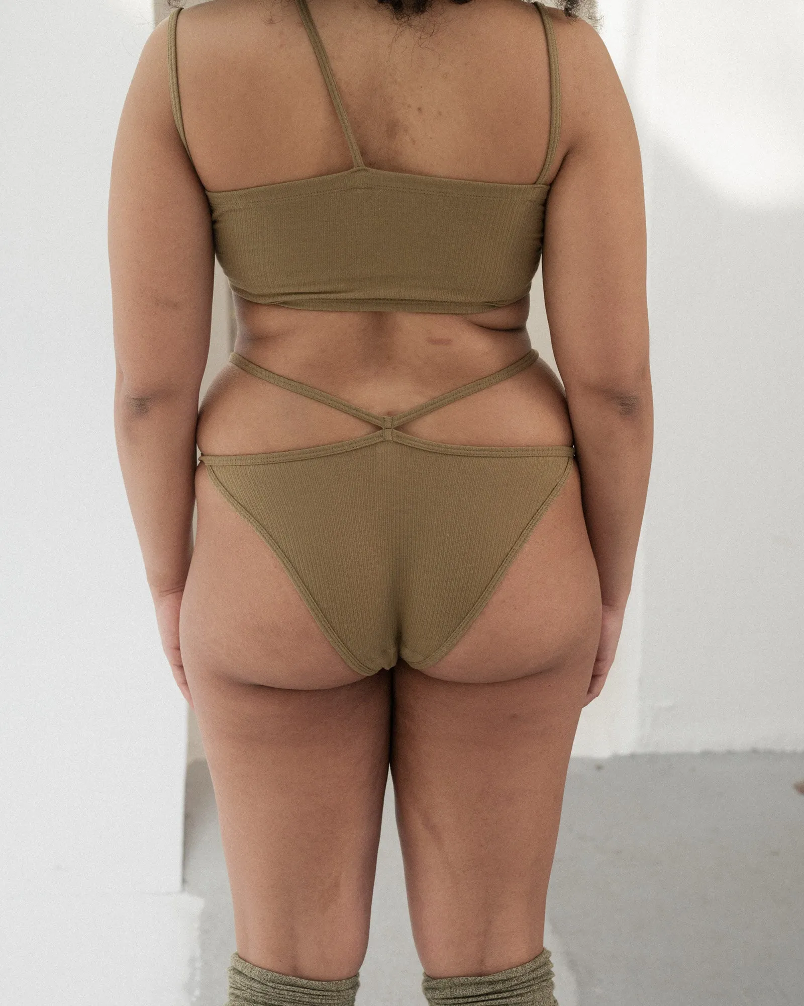 Nida Pants - Fine Cotton Rib - Jade Brown