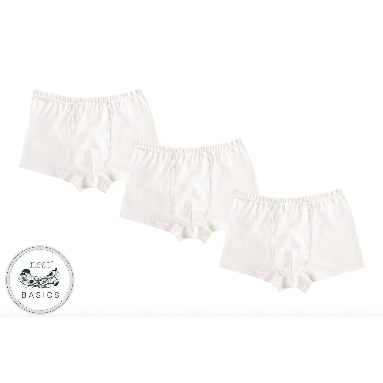 Organic Cotton Boys Boxer Briefs, White