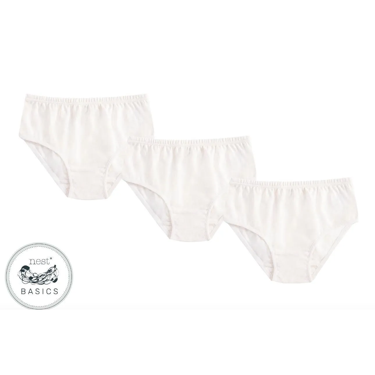 Organic Cotton Girls Underwear, White