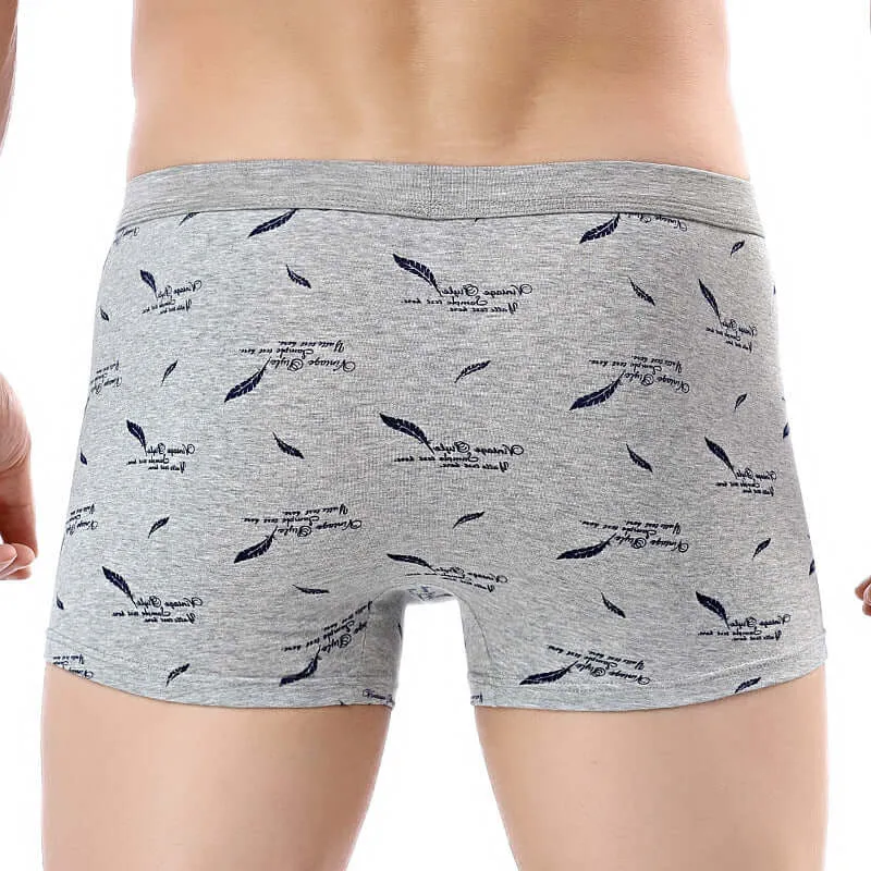 Printed cotton men's underwear cotton U-grain flat corner underwear middle waist panties men's printed four-corner underwear wholesale