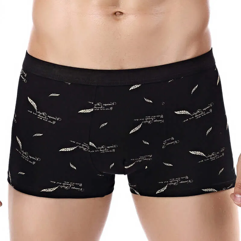 Printed cotton men's underwear cotton U-grain flat corner underwear middle waist panties men's printed four-corner underwear wholesale