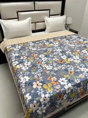Pure Decor Doze Collection Microfiber Comforter Double Bed King Size (88"X93") with Laser Stitching PD 4316 - Floral, Multicolor