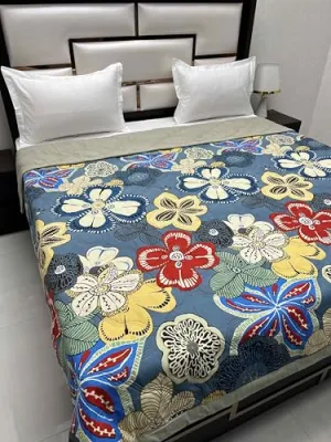 Pure Decor Doze Collection Microfiber Comforter Double Bed King Size (88"X93") with Laser Stitching PD 4318 - Floral, Multicolor