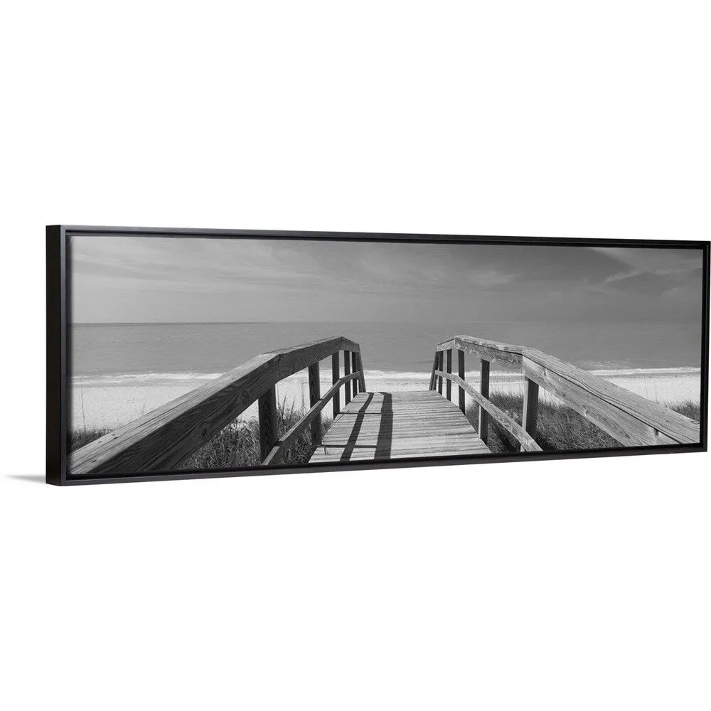 "Boardwalk on the beach, Gasparilla Island, Florida" Black Float Frame Canvas Art