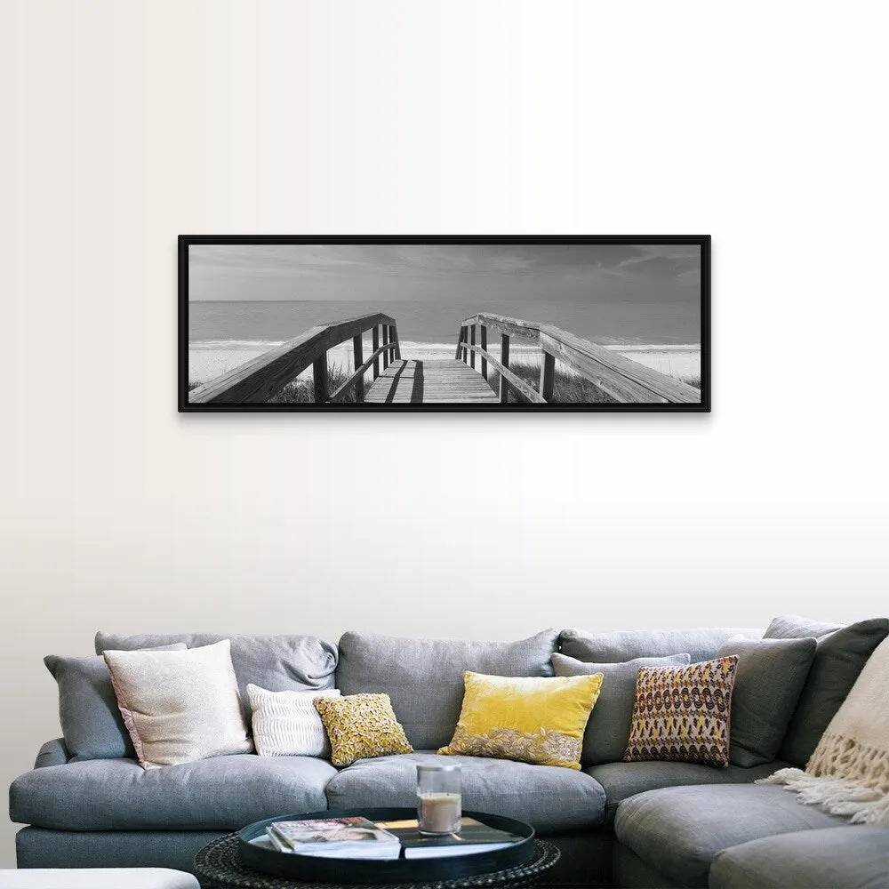 "Boardwalk on the beach, Gasparilla Island, Florida" Black Float Frame Canvas Art