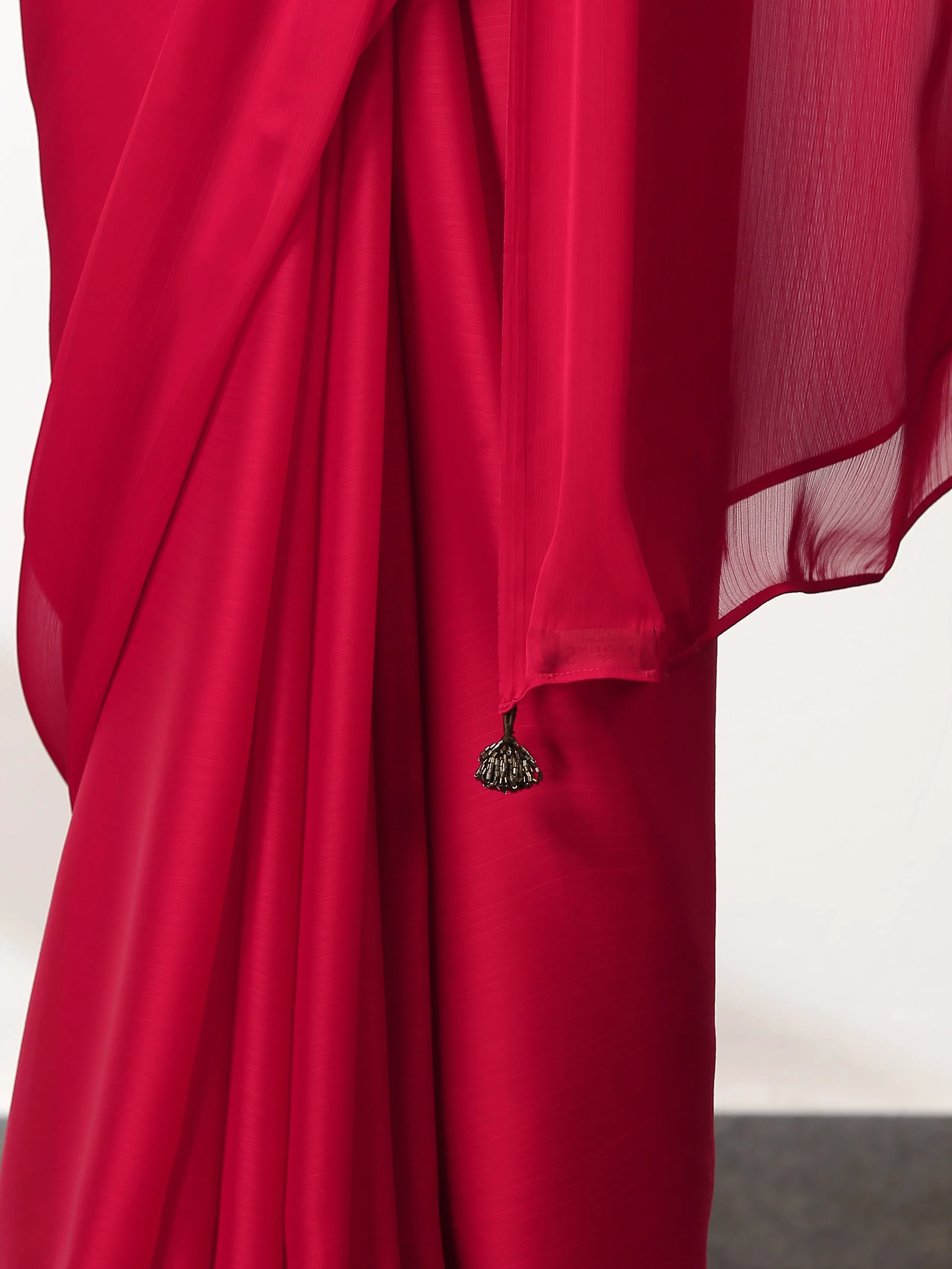 Ruby Chiffon Saree with Embroidered Blouse Fabric