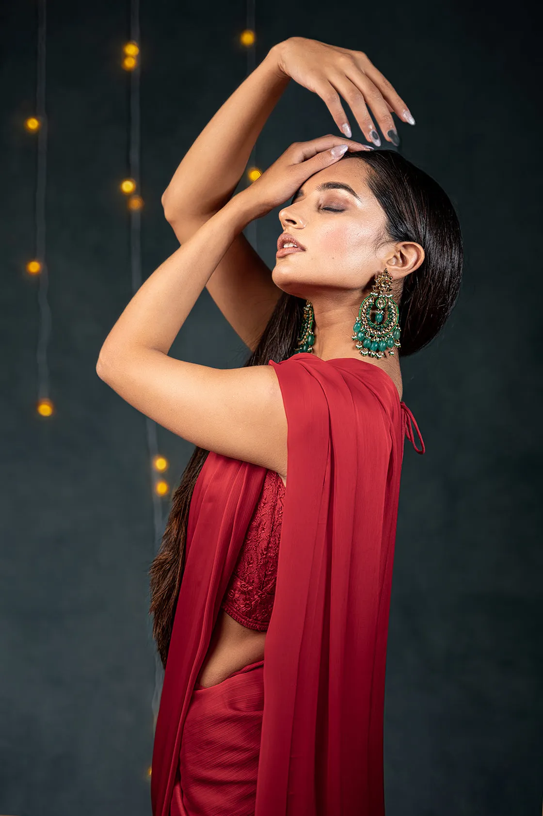 Ruby Chiffon Saree with Embroidered Blouse Fabric