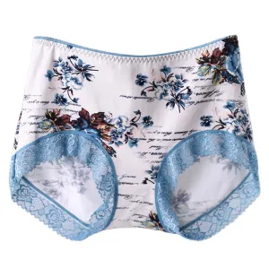 Stretch Breathable Printed Lace Edge Gynecological Panties