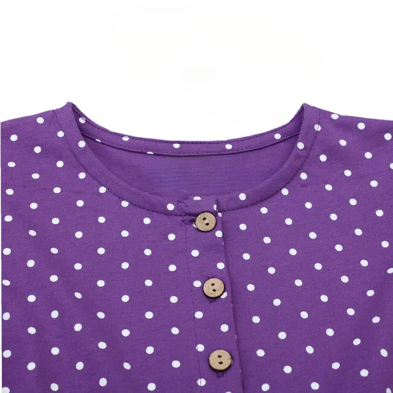 Toddler/Kid Girls Short Sleeve Purple Floral Bird Dress