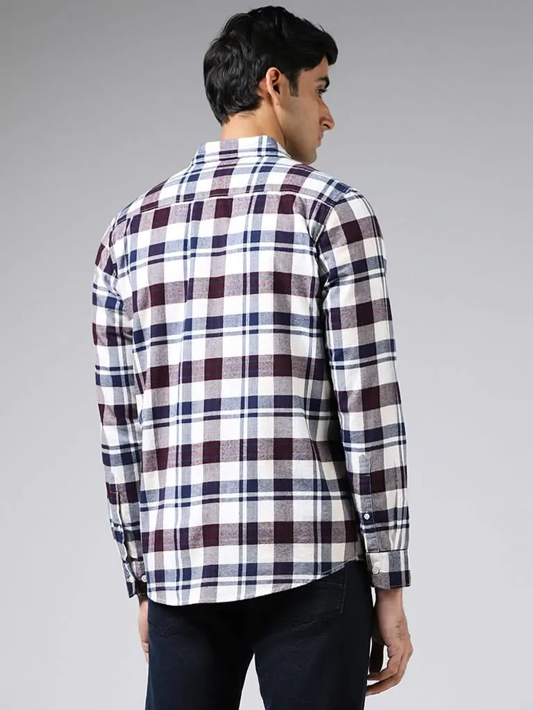 WES Casuals Multicolor Plaid Checked Cotton Slim Fit Shirt