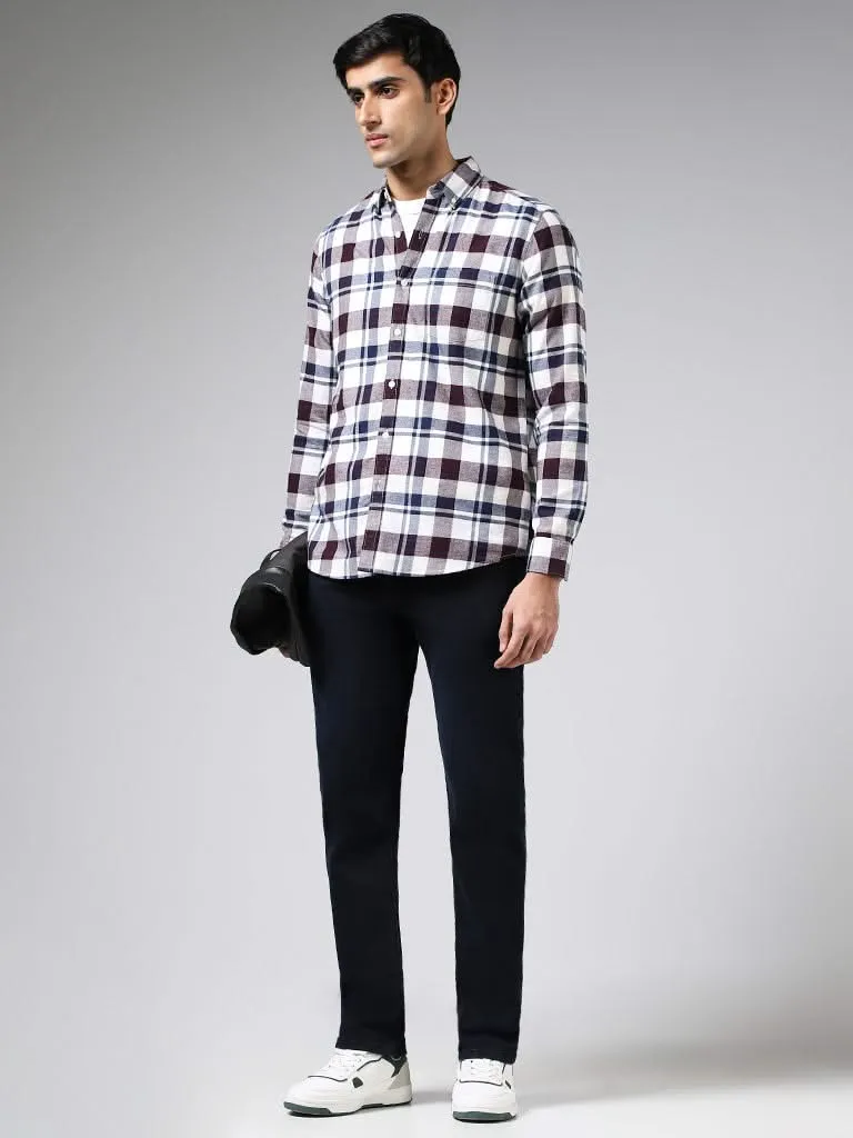 WES Casuals Multicolor Plaid Checked Cotton Slim Fit Shirt