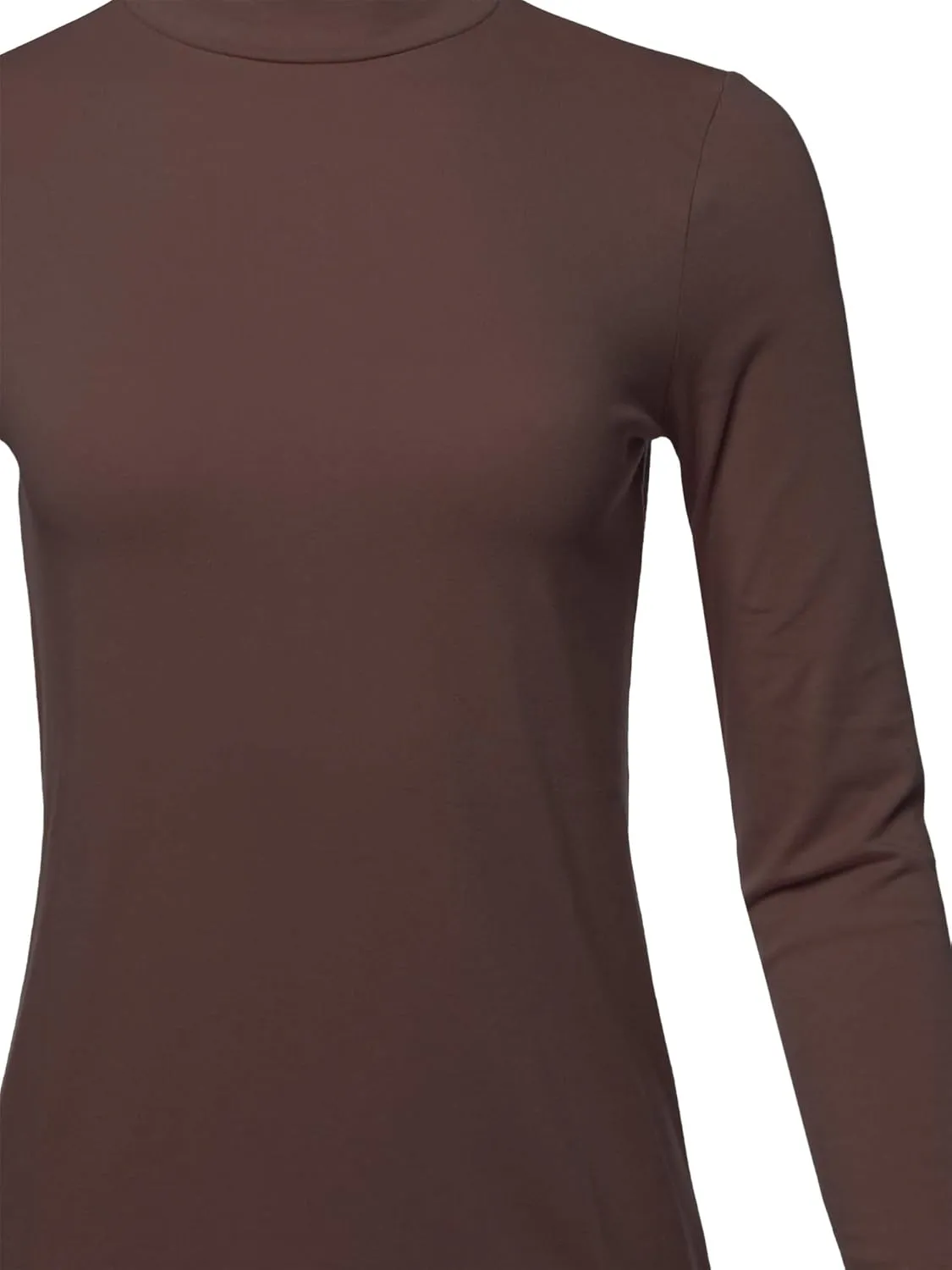 Women's Basic Solid Soft Cotton Long Sleeve Mock Neck Top Shirts