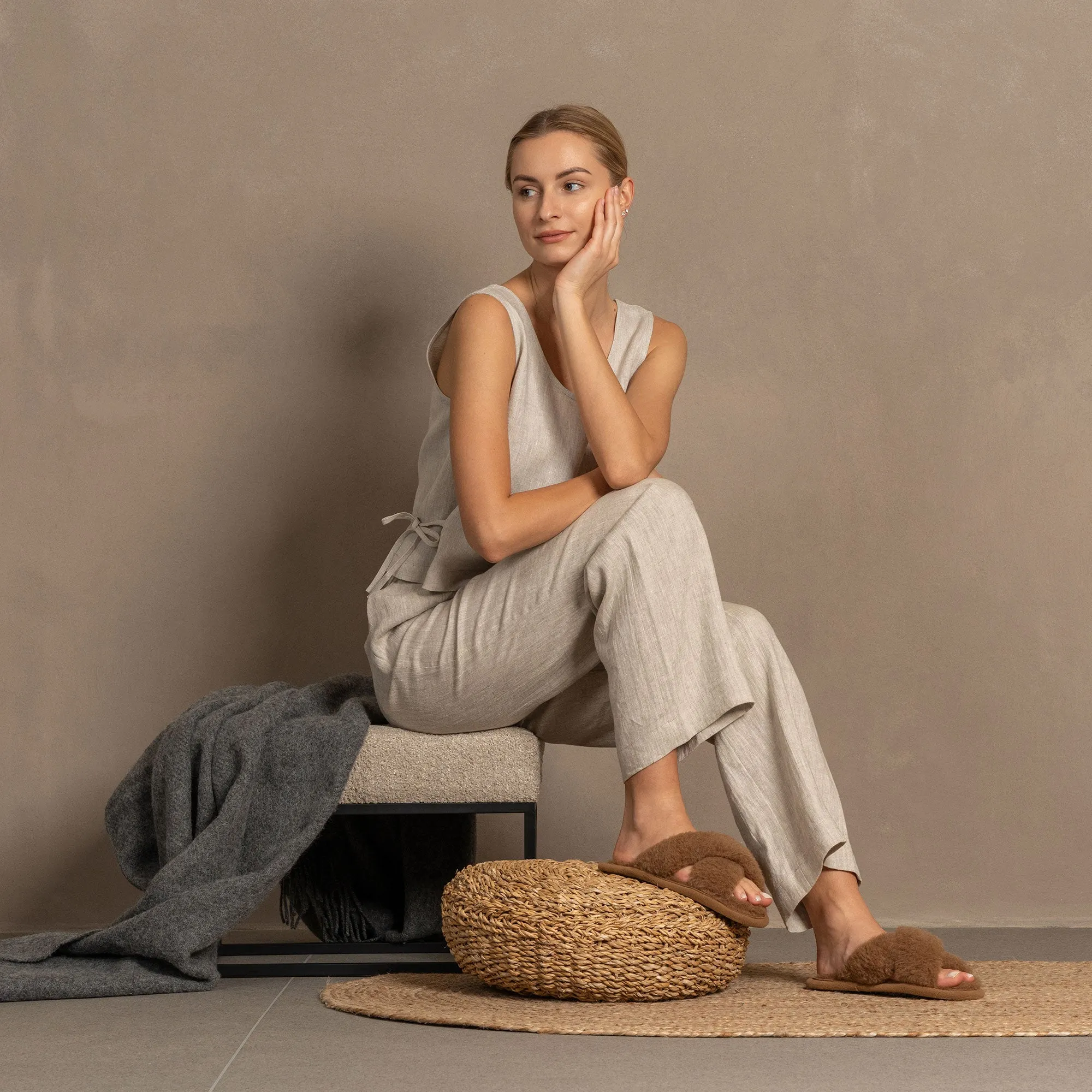 Women's Cross Fluffy Slippers