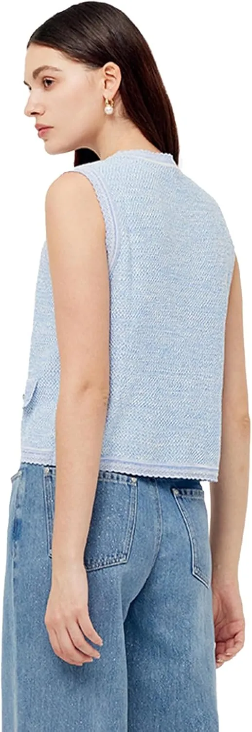 Women's Sleeveless V Neck Knit Sweater Vest Cardigan Button Front Going Out Tops for Women