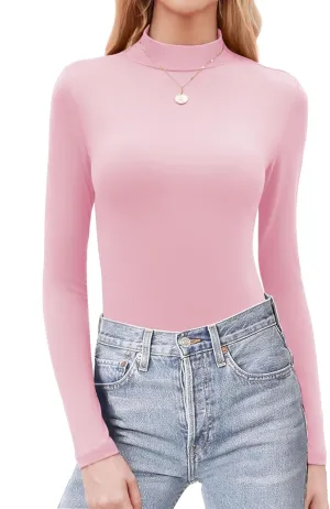 Zeagoo Womens Long Sleeve Shirts Mock Neck Basic Slim Fitted Tops Lightweight Stretch Base Layer T-Shirt