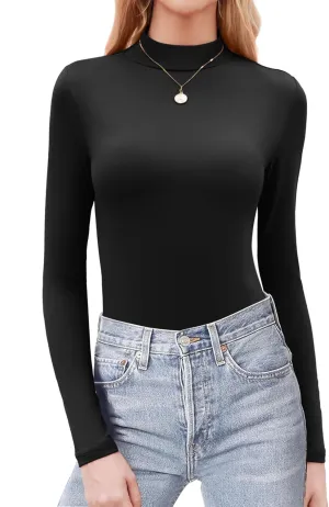Zeagoo Womens Long Sleeve Shirts Mock Neck Basic Slim Fitted Tops Lightweight Stretch Base Layer T-Shirt