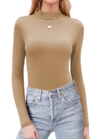 Zeagoo Womens Long Sleeve Shirts Mock Neck Basic Slim Fitted Tops Lightweight Stretch Base Layer T-Shirt